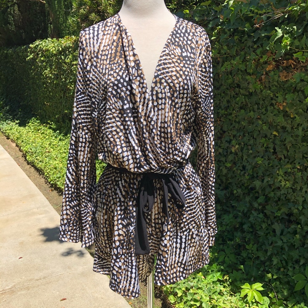 Double Click Polka Dot Front Tie Romper